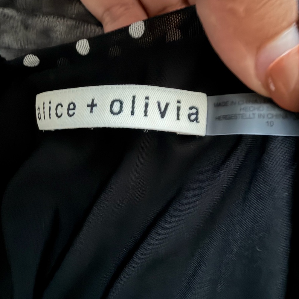 New Alice + Olivia Chara Mixed Scale Polka Sot Sleevless Fit & Flare Minidress - Picture 9 of 9
